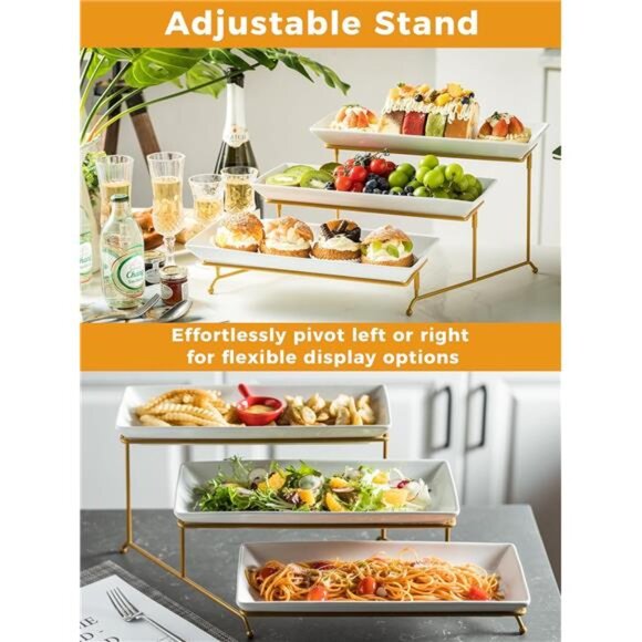 3 Tier Serving Tray for Party, Tiered Serving Platters and Trays, 14 Inch Tiered - Picture 6 of 7